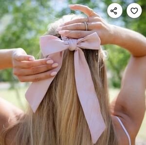 Preppy Mean Girls Pink Organic Satin Bow Scrunchie, Hair Tie, NWT
